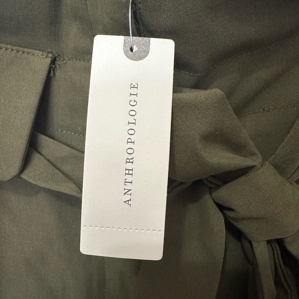 NWT Anthropologie Mariela Poplin Wide Leg Paper Bag Pants - Moss Size Large - Picture 5 of 12